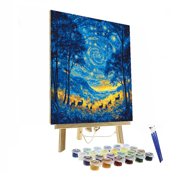 Vincent Van Gogh Inspired Starry Wildlife Night - DIY Painting By Numbers Kit