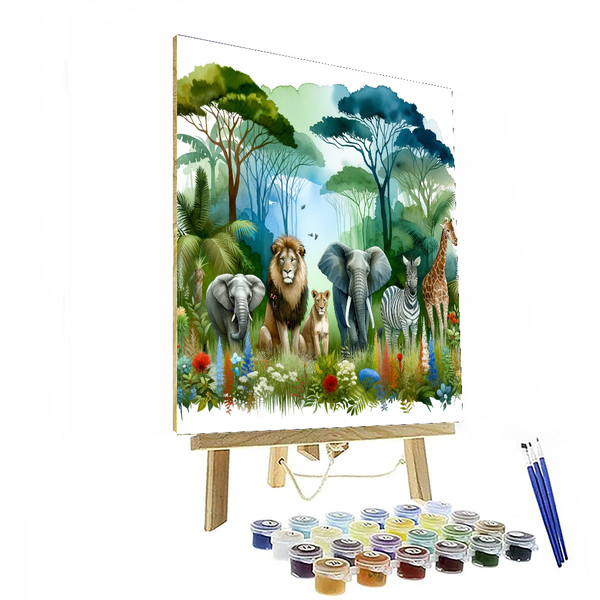 Friendly Jungle Animal Friends - DIY Painting By Numbers Kit