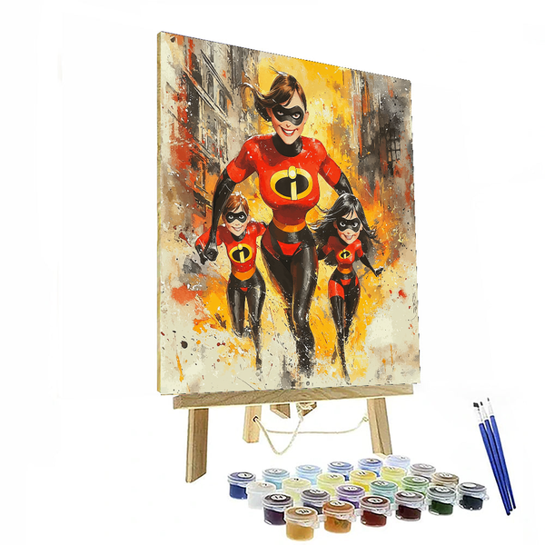 Incredibles Family Superhero Adventure - Disney Inspired DIY Painting By Numbers Kit