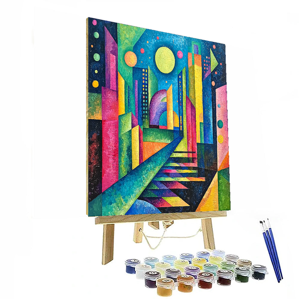 Wassily Kandinsky Inspired Futuristic City Vision - DIY Painting By Numbers Kit