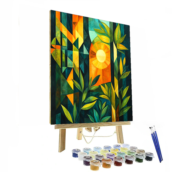 Kandinsky Inspired Geometric Jungle Symphony - DIY Painting By Numbers Kit