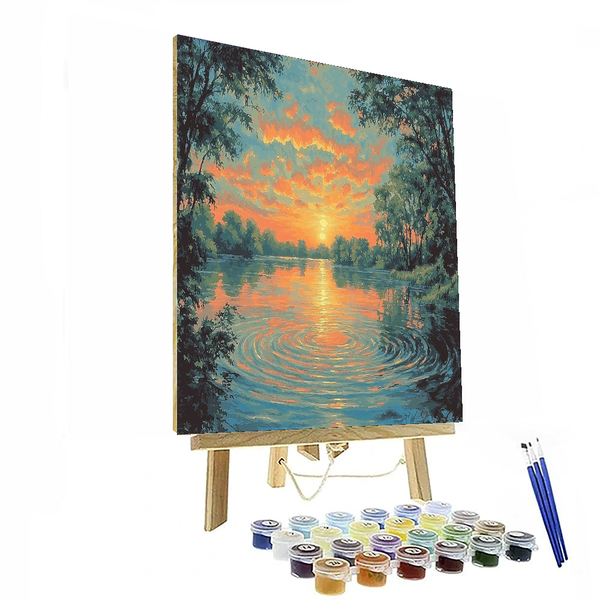 Monet inspirierter Sonnenuntergang – Malen nach Zahlen-Set zum Selbermachen