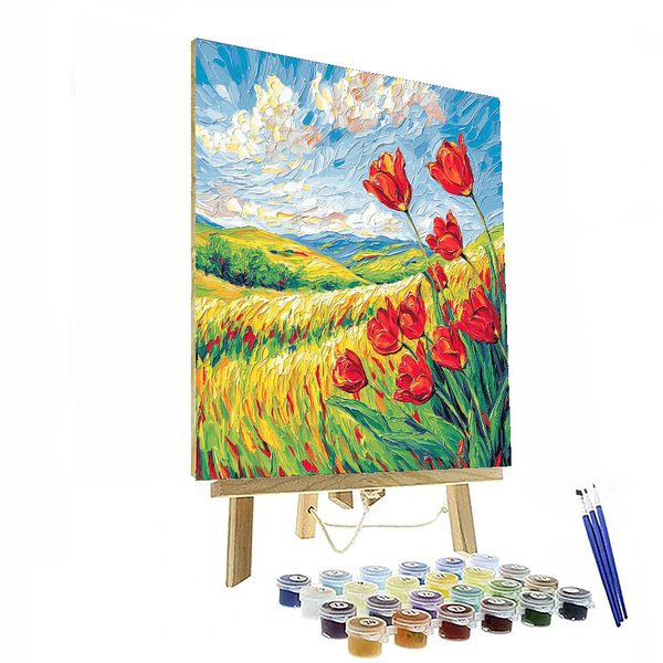 Tanzende Tulpen, inspiriert von Vincent van Gogh – Malen nach Zahlen-Set zum Selbermachen