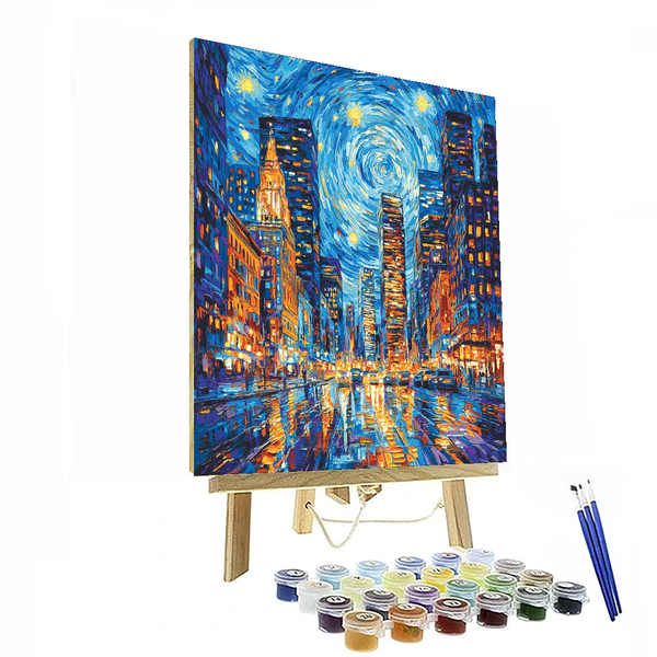 Vincent van Gogh Inspired Ethereal Citylights - DIY Painting By Numbers Kit