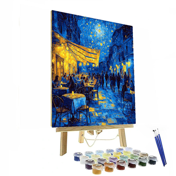 Vincent Van Gogh Inspired Café Terrace at Night Reimagined - DIY Painting By Numbers Kit