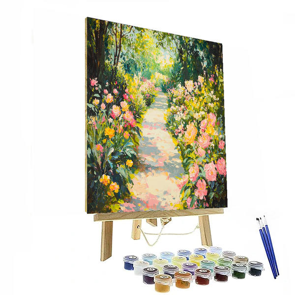 Von Claude Monet inspirierter fröhlicher Gartenweg – Malen nach Zahlen-Set zum Selbermachen