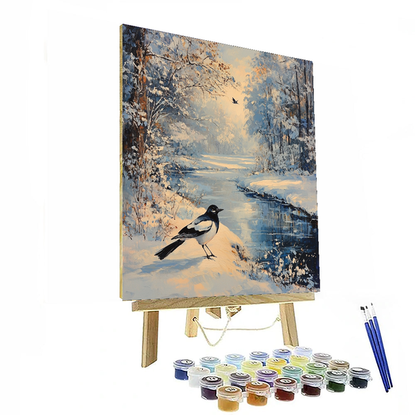 Monets Winterwunderland, inspiriert von Claude Monet – Malen nach Zahlen-Set zum Selbermachen