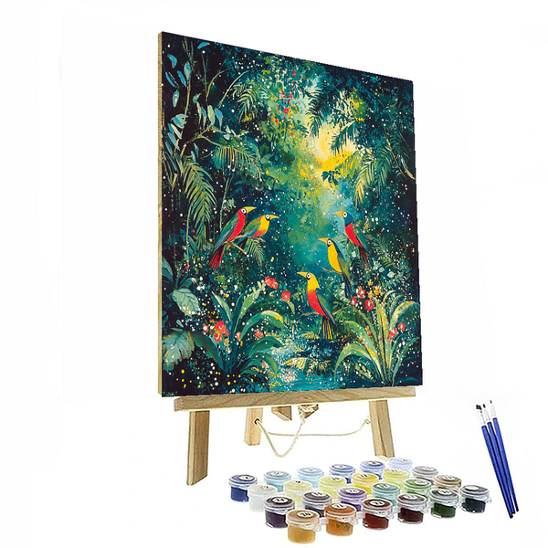 Henri Rousseau Inspired Tropical Bird Paradise - DIY Painting By Numbers Kit