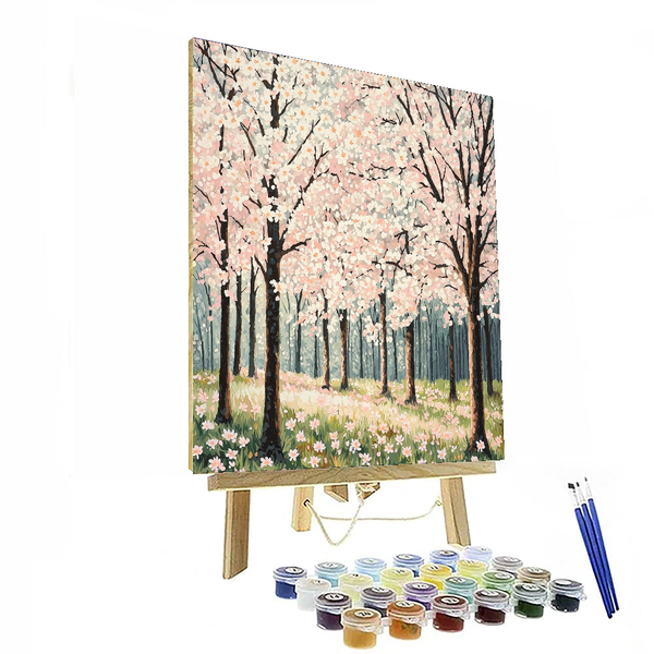 Hokusai Inspired Blossoming Cherry Trees - DIY Painting By Numbers Kit