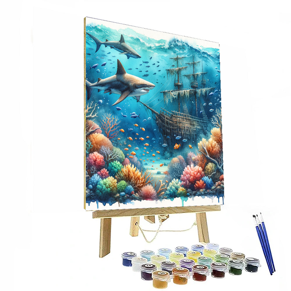 Underwater Shark Encounter - DIY Painting By Numbers Kit