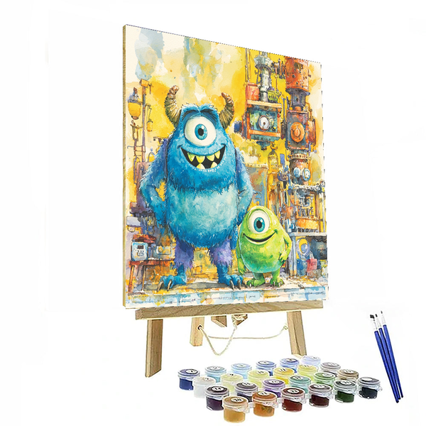 Monsters Inc Sulley and Mike Scare Factory - Disney Inspired DIY Painting By Numbers Kit