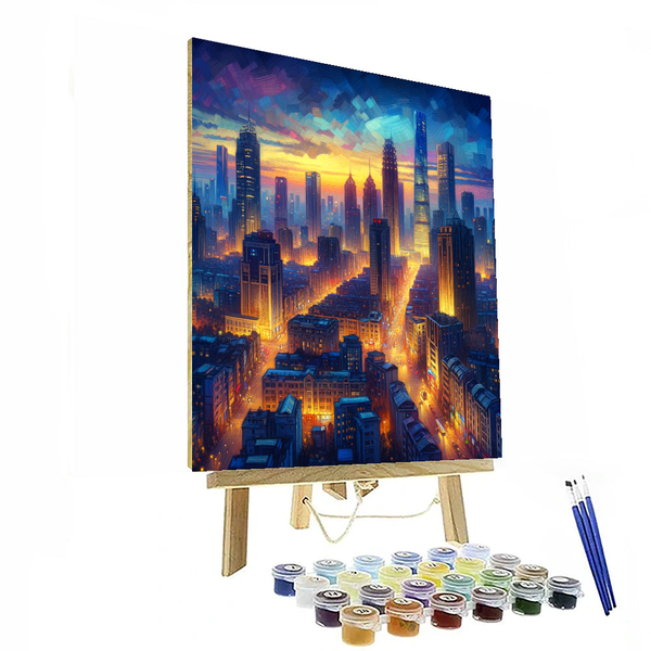 Monet Inspired Citylights at Dusk - DIY Painting By Numbers Kit