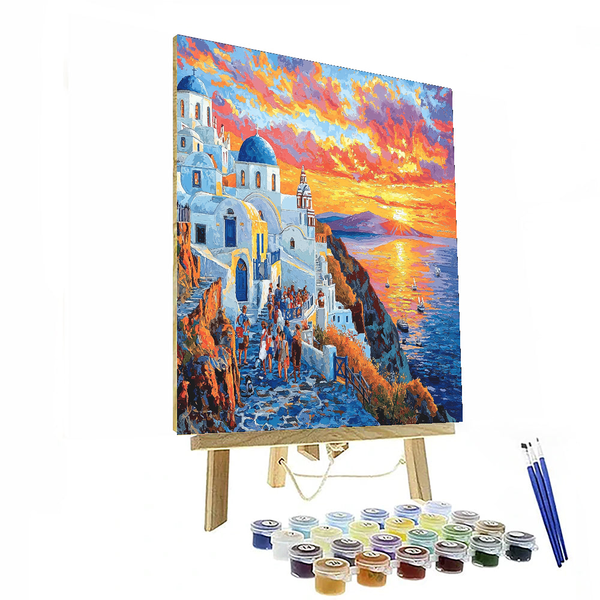 Santorini Sunset - Santorini, Greece - DIY Painting By Numbers Kit