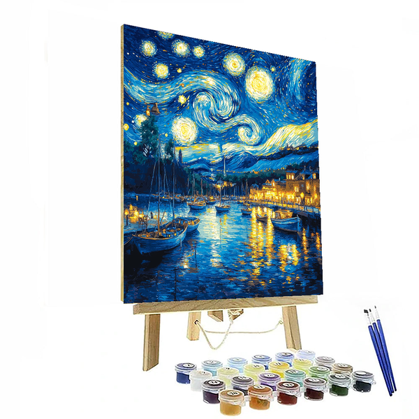 Vincent van Gogh Inspired Starry Harbor Night - DIY Painting By Numbers Kit