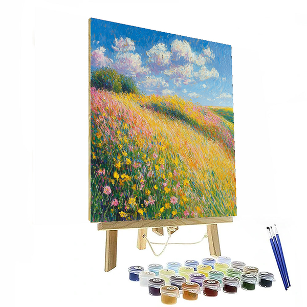 Sonnenbeschienene Wiesen, inspiriert von Claude Monet – Malen nach Zahlen-Set zum Selbermachen