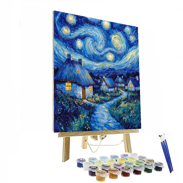 Van Gogh Inspired Starry Village Night - DIY Painting By Numbers Kit