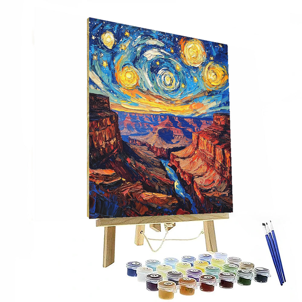 Sternennacht über dem Grand Canyon, inspiriert von Van Gogh – Malen nach Zahlen zum Selbermachen