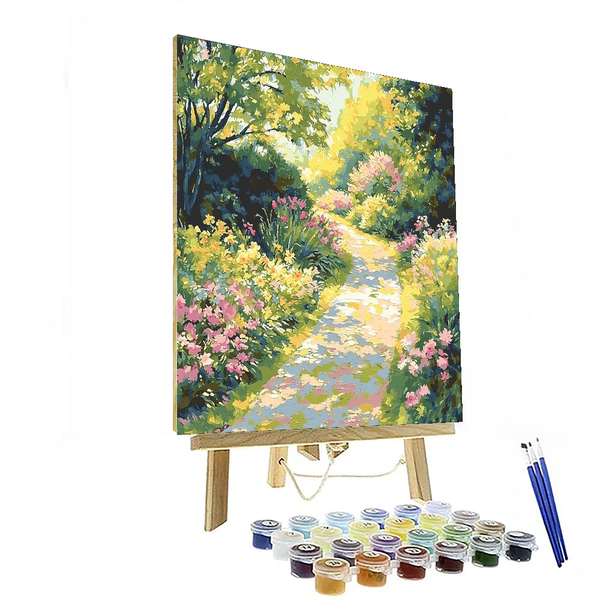 Sonniger Gartenweg, inspiriert von Claude Monet – Malen nach Zahlen-Set zum Selbermachen