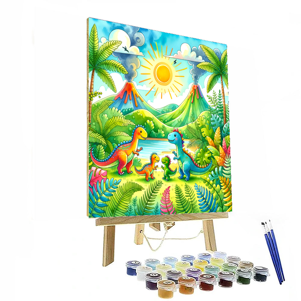 Playful Dinosaur Family - DIY Painting By Numbers Kit