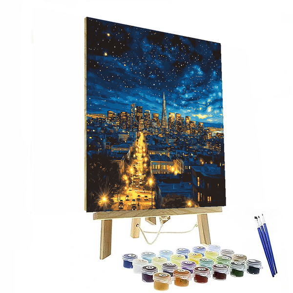 Edward Hopper Inspired Moonlit Cityscape - DIY Painting By Numbers Kit