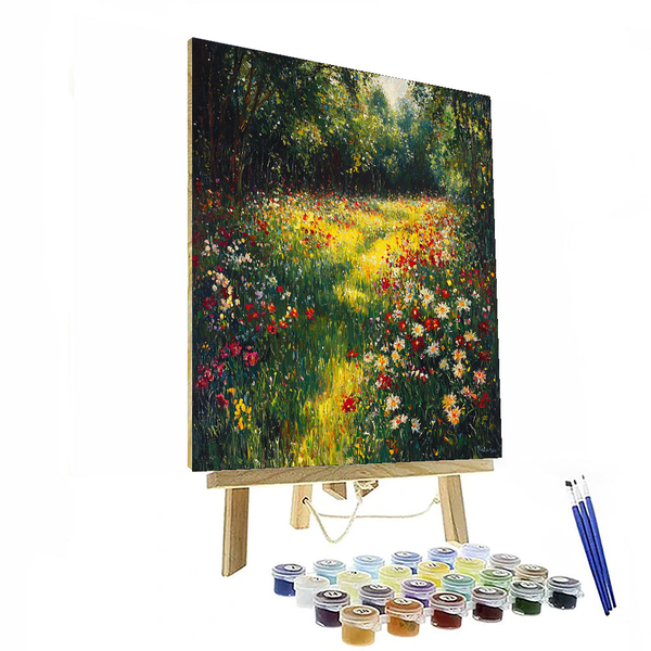 Impressionistische Blumenwiese, inspiriert von Claude Monet – Malen nach Zahlen-Set zum Selbermachen