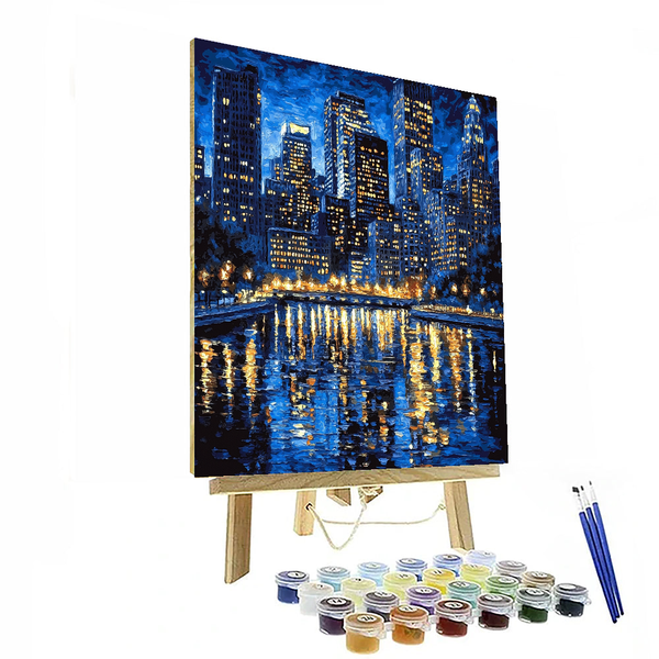 Monet Inspired City Lights Reflection - DIY Painting By Numbers Kit