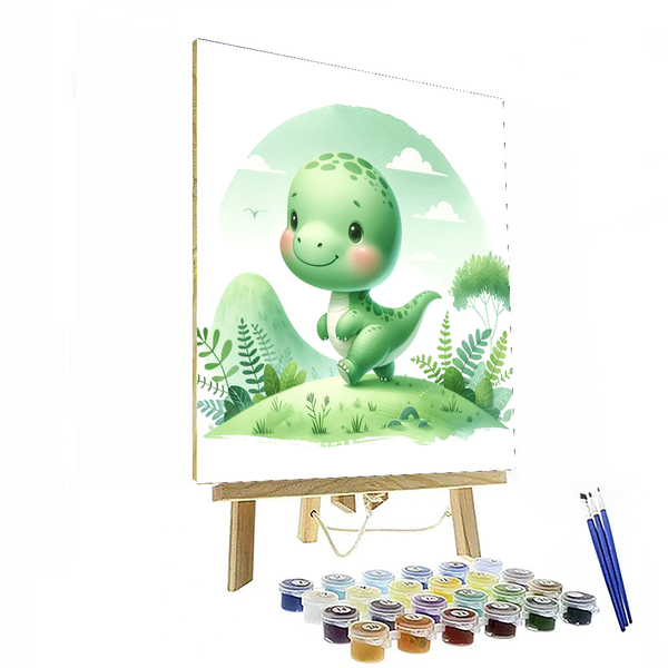 Adorable Baby Dinosaur - DIY Painting By Numbers Kit