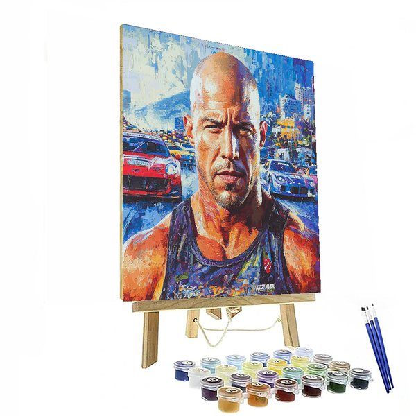 Vin Diesel: The Brawny Guardian of Family Bonds - DIY Painting By Numbers Kit