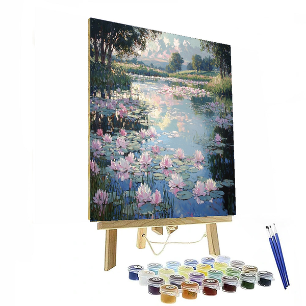 Von Claude Monet inspirierte Seerosenspiegelung – Malen nach Zahlen-Set zum Selbermachen