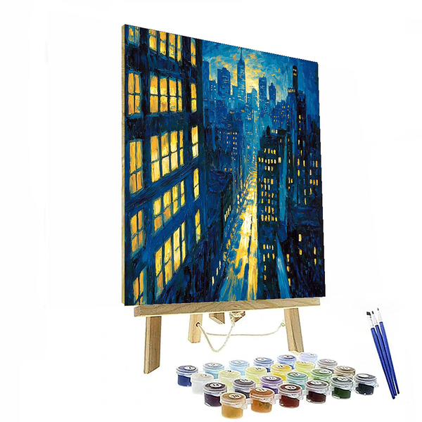 Edward Hopper Inspired Cascading City Lights - DIY Painting By Numbers Kit