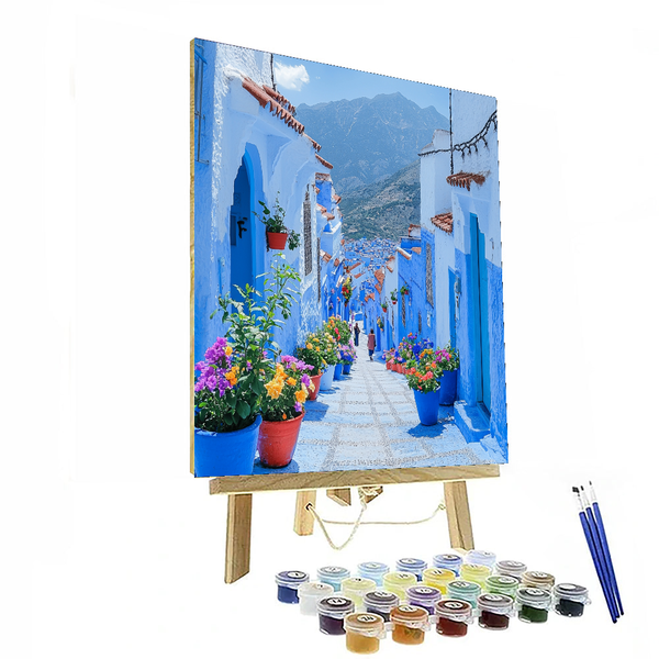 Die blaue Stadt Chefchaouen - DIY Malen nach Zahlen Set