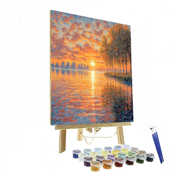 Von Monet inspirierte Reflexionen zur Goldenen Stunde – Malen nach Zahlen-Set zum Selbermachen