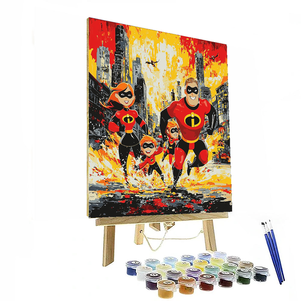 Incredibles Family Fitness Set - Disney Inspired DIY Painting By Numbers Kit