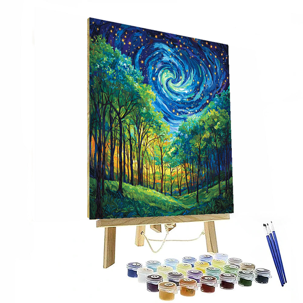 Vincent van Gogh Inspired Starry Night Forest - DIY Painting By Numbers Kit