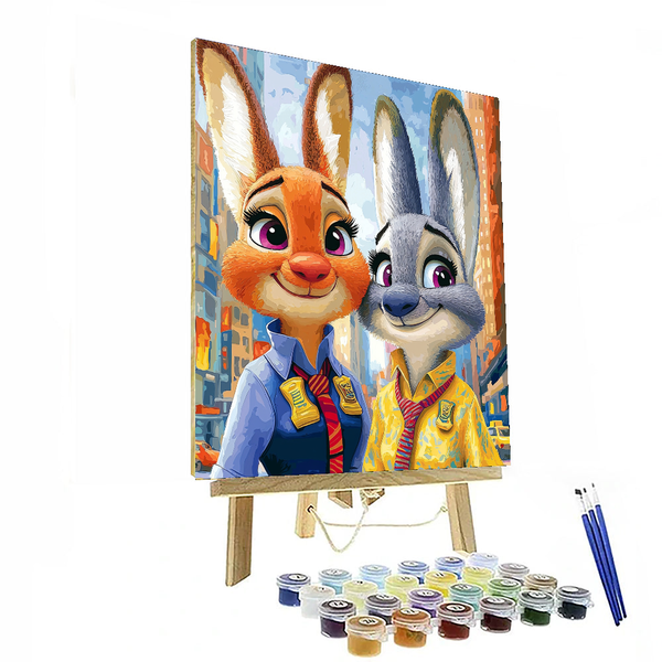 Zootopia Judy and Nick's City Adventure - Disney Inspired DIY Painting By Numbers Kit