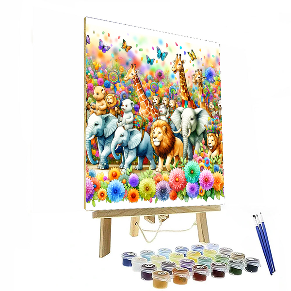 Colorful Parade of Animals - DIY Painting By Numbers Kit