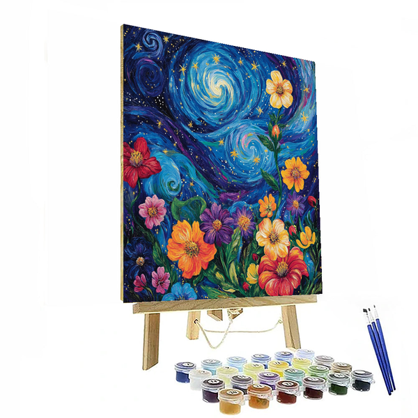 Cosmic Bloom, inspiriert von Vincent van Gogh – Malen nach Zahlen-Set zum Selbermachen