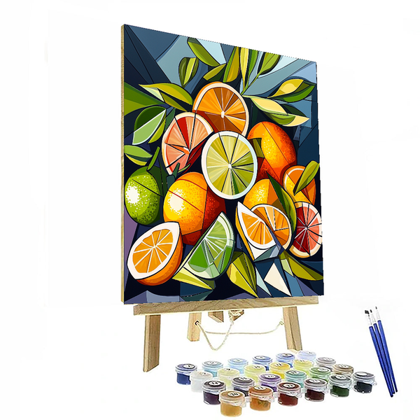 Picasso Inspired Cubist Citrus Medley - DIY Painting By Numbers Kit