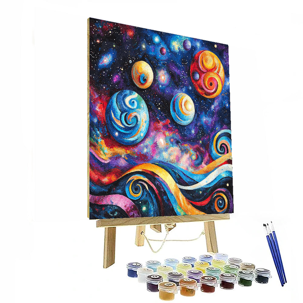 Von Kandinsky inspirierte kosmische Harmonie – Malen nach Zahlen-Set zum Selbermachen