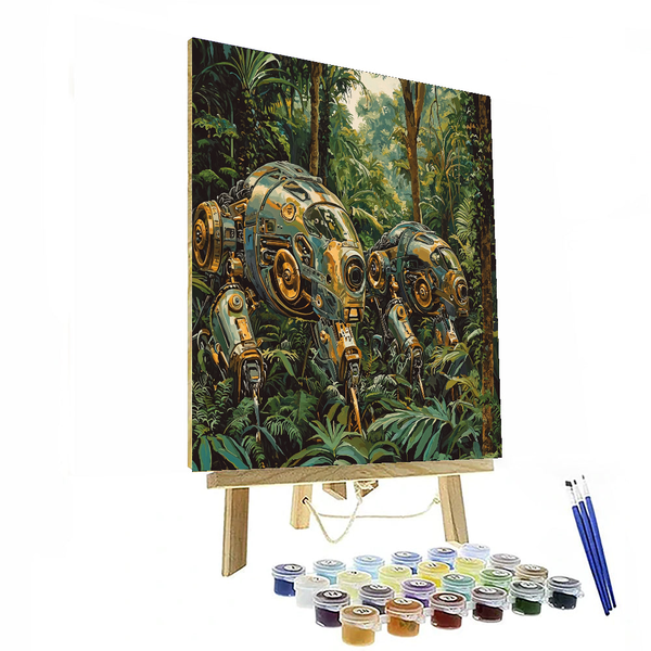 Salvador Dali Inspired Surreal Mechanized Jungle - DIY Painting By Numbers Kit