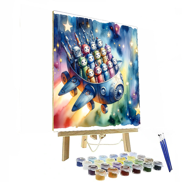 Friendly Space Robots - DIY Painting By Numbers Kit