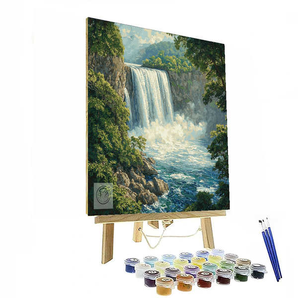 Katsushika Hokusai Inspired Serene Waterfalls - DIY Painting By Numbers Kit