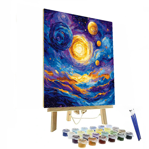 Von Vincent van Gogh inspirierter Himmlischer Tanz der Farben - Malen nach Zahlen-Set zum Selbermachen