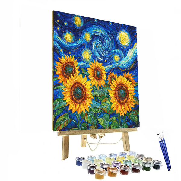 Leuchtende Sonnenblüten, inspiriert von Vincent Van Gogh – Malen nach Zahlen-Set zum Selbermachen