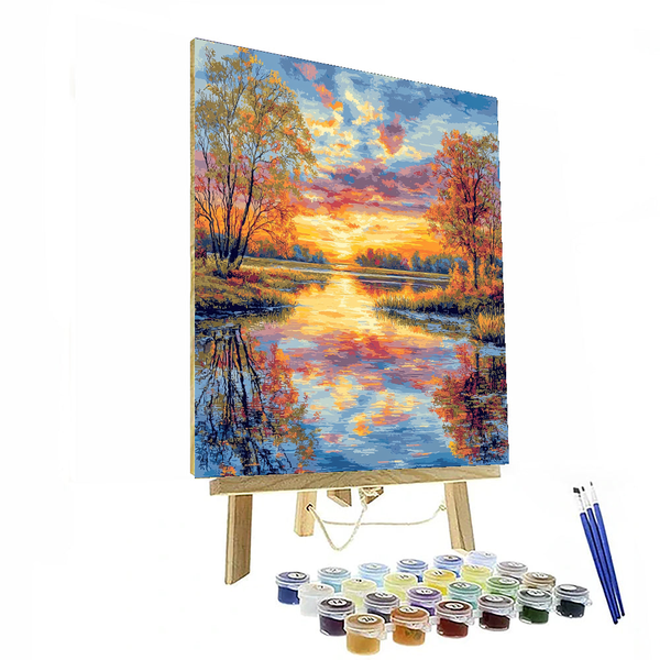 Ruhiger Sonnenuntergang, inspiriert von Claude Monet – Malen nach Zahlen zum Selbermachen