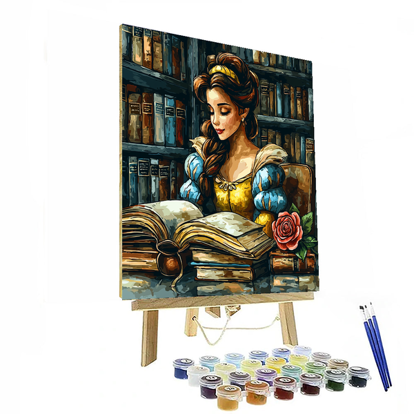 Wandbild „Belle's Library Dream“ – Malen nach Zahlen-Set zum Selbermachen, inspiriert von Disney