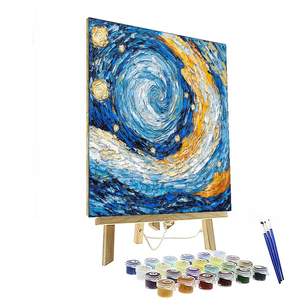 Van Gogh inspirierter Sternenhimmel, abstrakt – Malen nach Zahlen zum Selbermachen