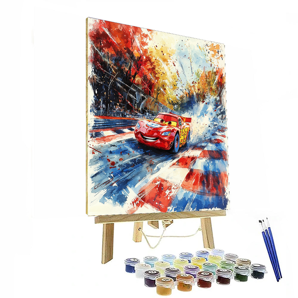 Lightning's Speedy Showdown - Disney Inspired DIY Painting By Numbers Kit