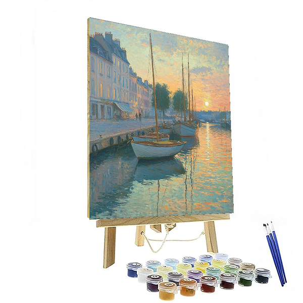 Monets ruhiger Hafen, inspiriert von Claude Monet – Malen nach Zahlen-Set zum Selbermachen