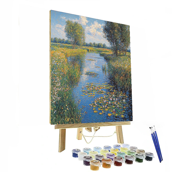 Beruhigende Gewässer, inspiriert von Claude Monet – Malen nach Zahlen-Set zum Selbermachen